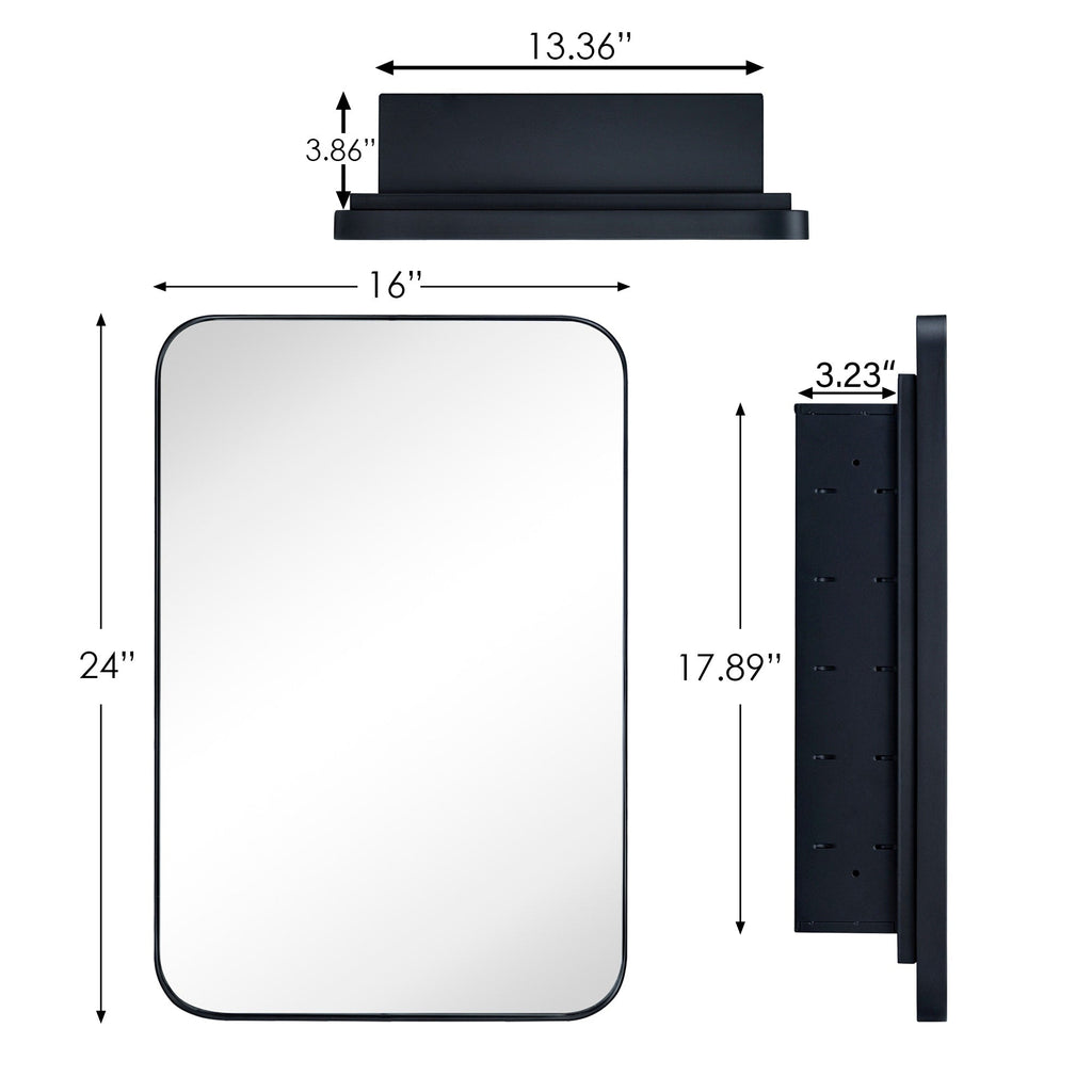 Mobiletto porta medicinali con cornice incassata TEHOME WH, specchio e ripiani regolabili