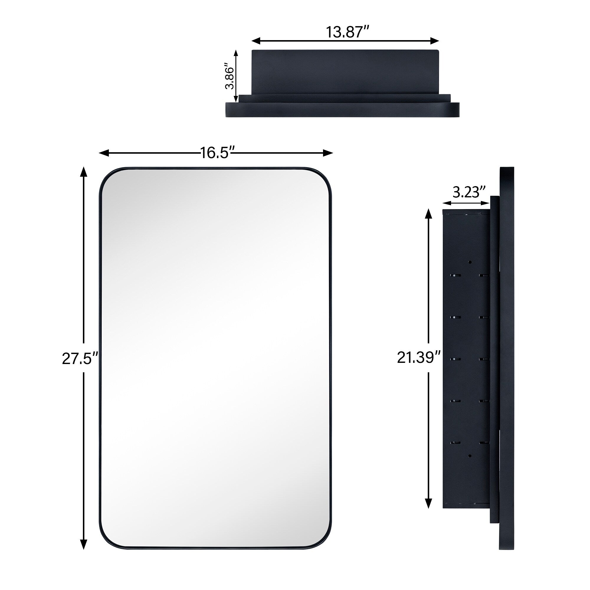 Mobiletto porta medicinali con cornice incassata TEHOME WH, specchio e ripiani regolabili