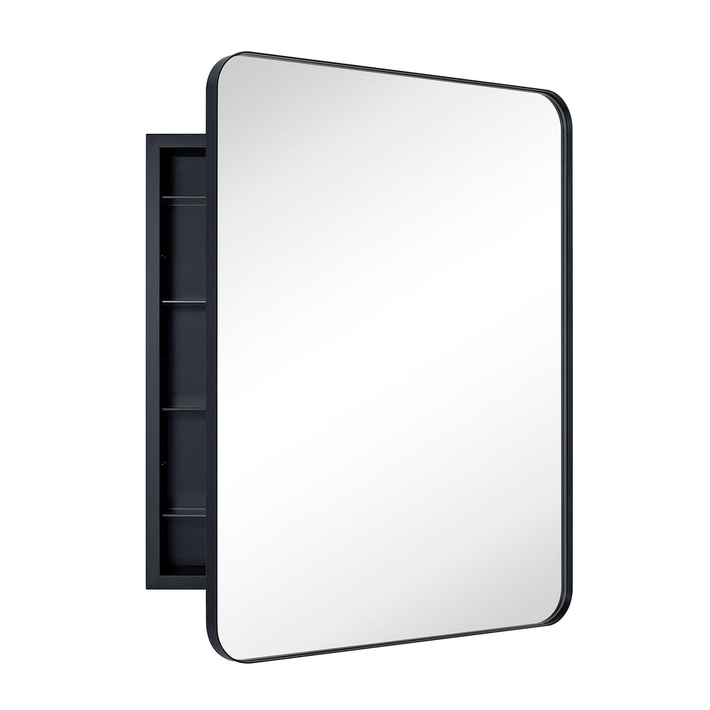 Mobiletto porta medicinali con cornice incassata TEHOME WH, specchio e ripiani regolabili