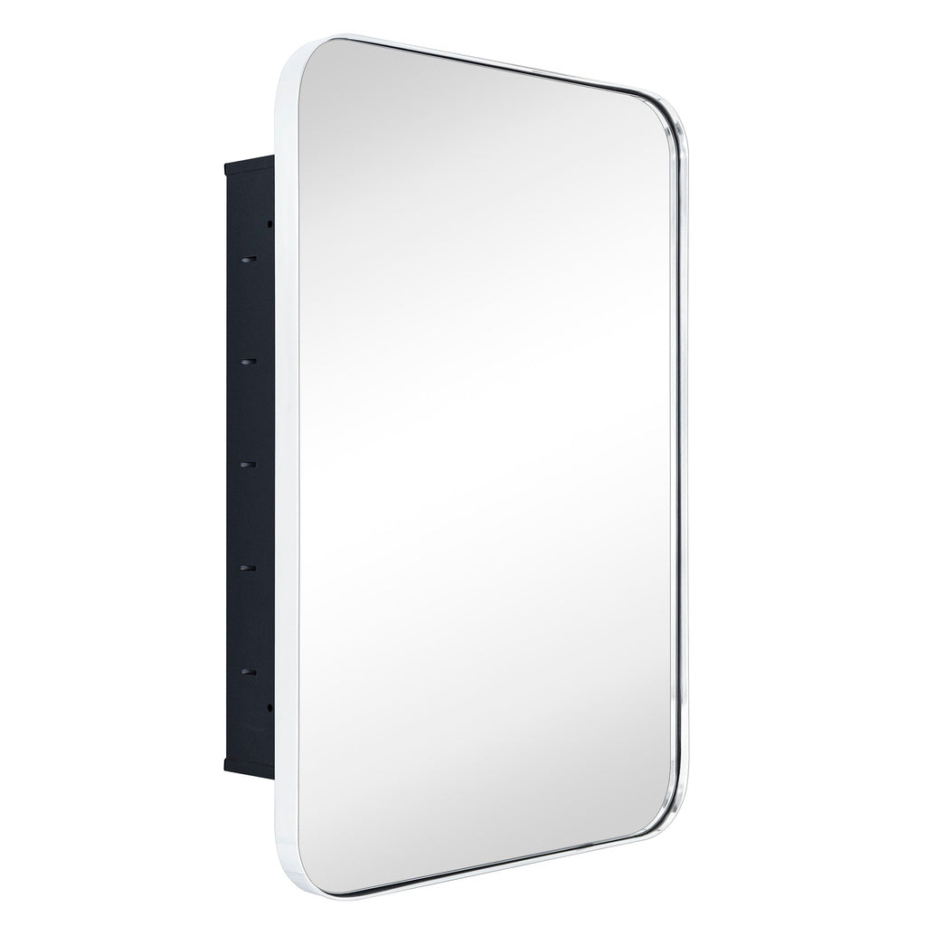 Mobiletto porta medicinali con cornice incassata TEHOME WH, specchio e ripiani regolabili