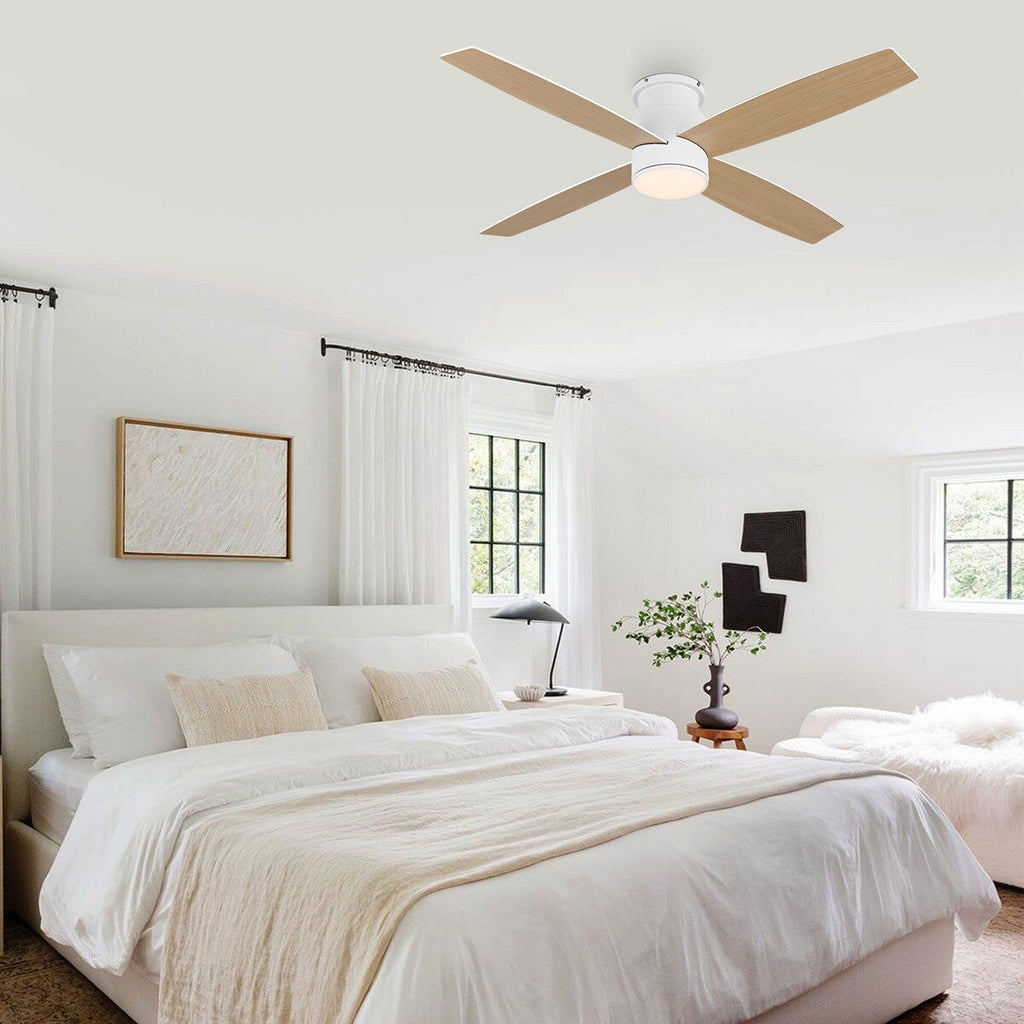 Ventilatore da soffitto a filo WINGBO da 44/52 pollici con luci e telecomando, 4 pale reversibili