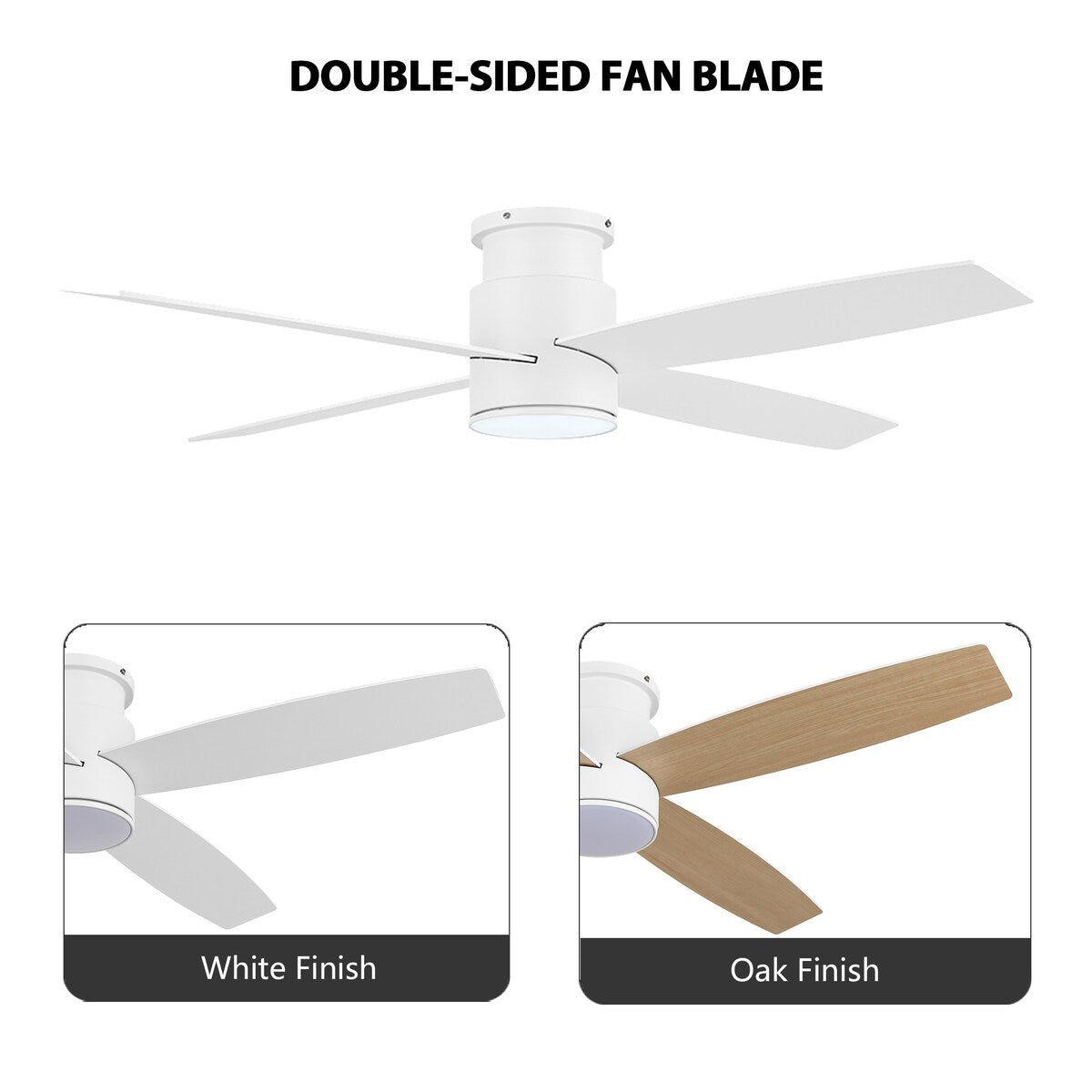 Ventilatore da soffitto a filo WINGBO da 44/52 pollici con luci e telecomando, 4 pale reversibili