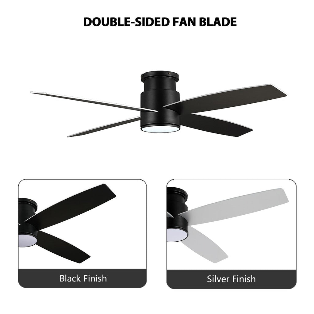 Ventilatore da soffitto a filo WINGBO da 44/52 pollici con luci e telecomando, 4 pale reversibili