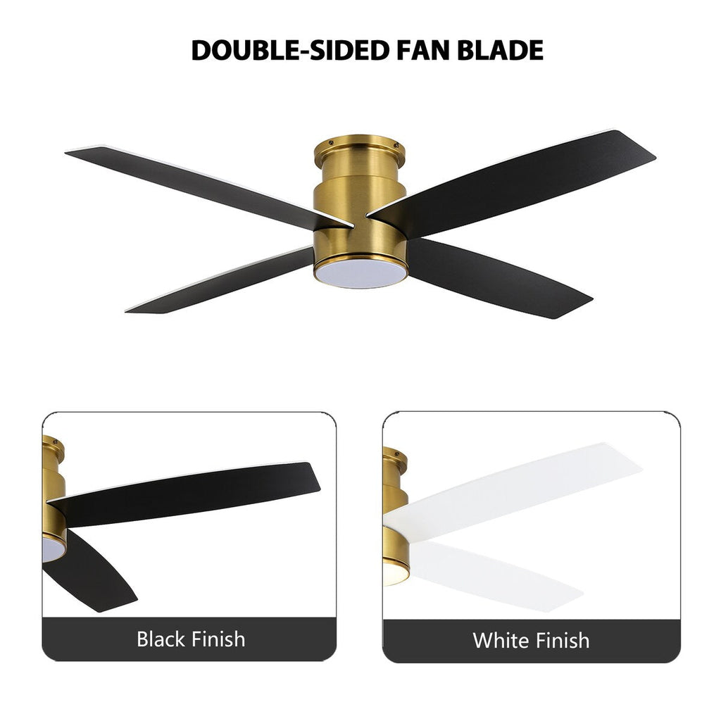 Ventilatore da soffitto a filo WINGBO da 44/52 pollici con luci e telecomando, 4 pale reversibili