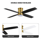 Ventilatore da soffitto a filo WINGBO da 44/52 pollici con luci e telecomando, 4 pale reversibili