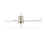 Ventilatore da soffitto a filo WINGBO da 44/52 pollici con luci e telecomando, 4 pale reversibili