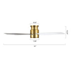 Ventilatore da soffitto a filo WINGBO da 44/52 pollici con luci e telecomando, 4 pale reversibili