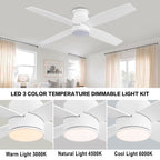 Ventilatore da soffitto a filo WINGBO da 44/52 pollici con luci e telecomando, 4 pale reversibili