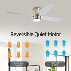 Ventilatore da soffitto a filo WINGBO da 44/52 pollici con luci e telecomando, 4 pale reversibili