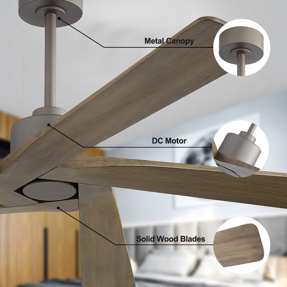 Ventilatore da soffitto per interni con motore CC WINGBO da 54 pollici senza luci - N/D