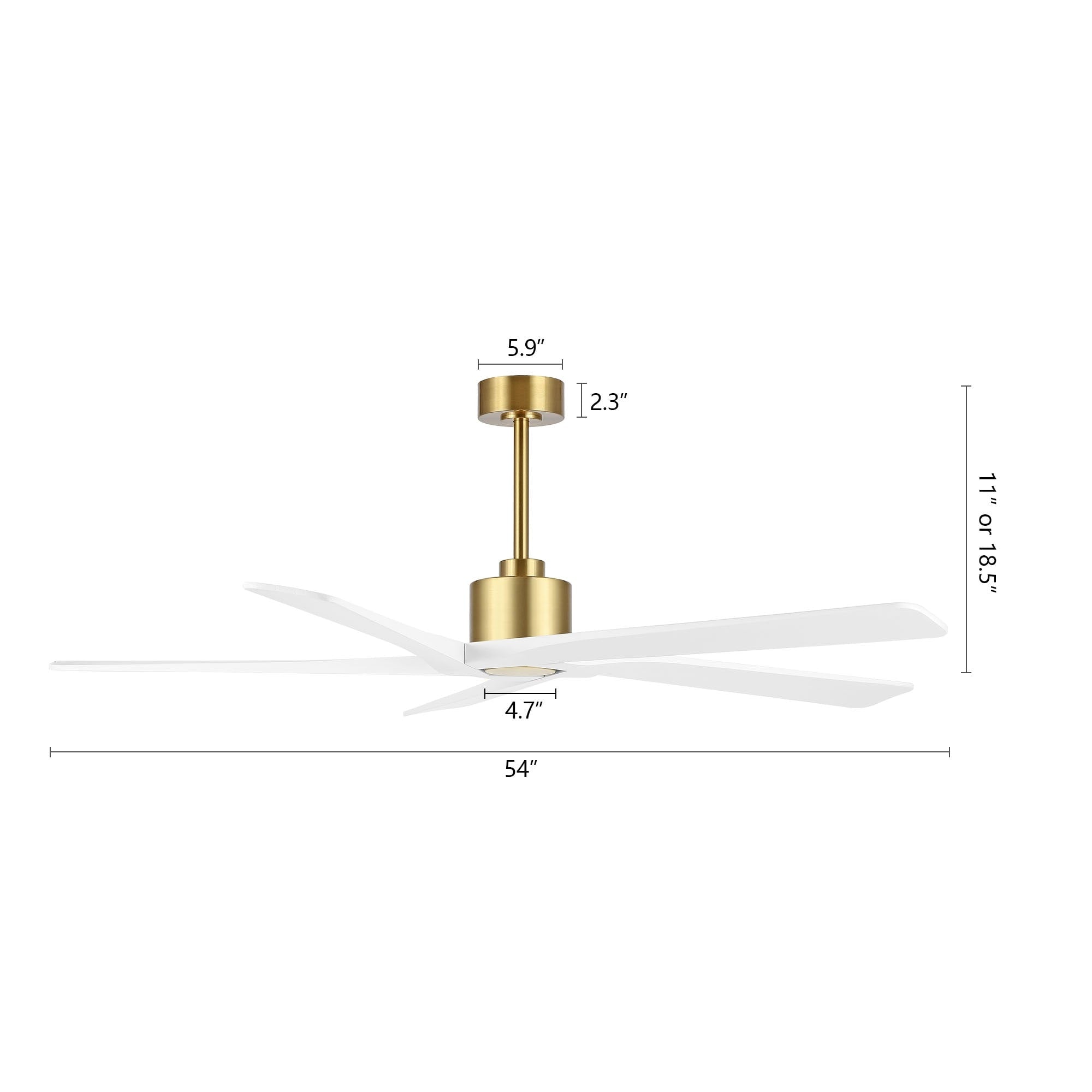 Ventilatore da soffitto per interni con motore CC WINGBO da 54 pollici senza luci - N/D