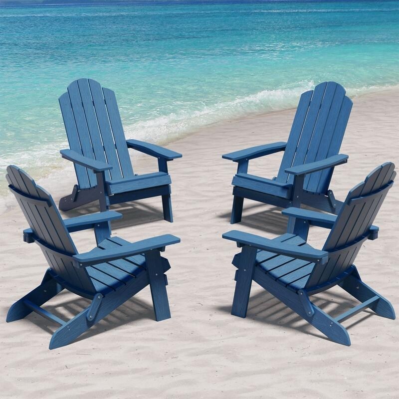 WINSOON All Weather HIPS Sedie Adirondack pieghevoli per esterni, set di 4 sedie per esterni