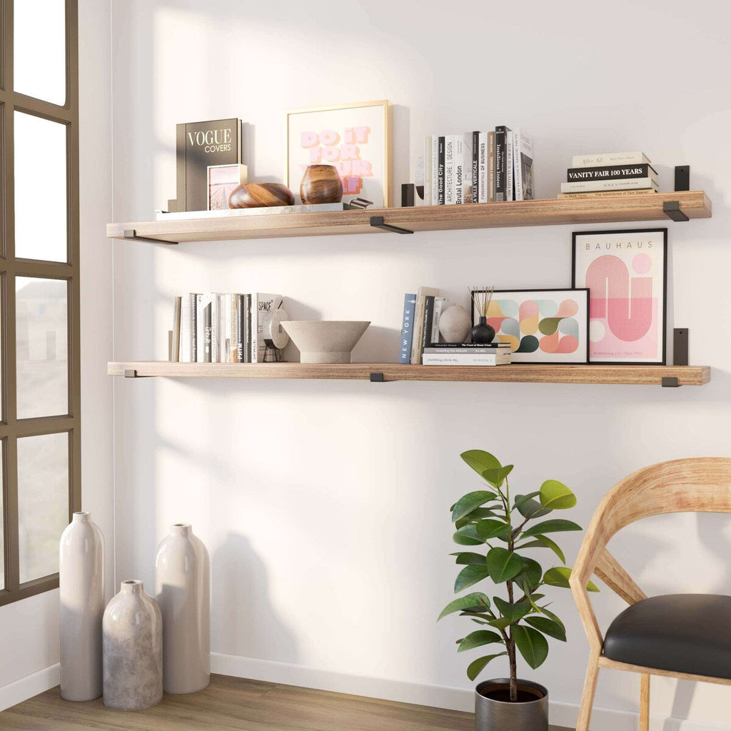 Wallniture Forte 72 in Mensole sospese, 2 pezzi, bruciato, legno