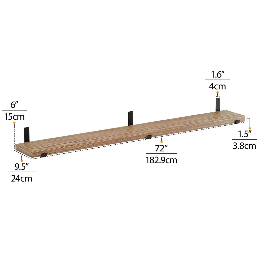 Wallniture Forte 72 in Mensole sospese, 2 pezzi, bruciato, legno