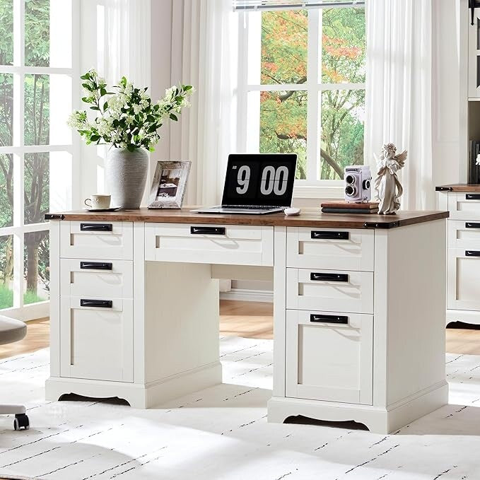 Scrivania direzionale da fattoria da 60 pollici, scrivania in legno per ufficio domestico, scrivania per computer