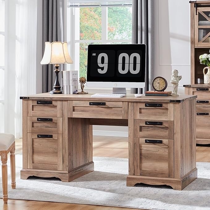Scrivania direzionale da fattoria da 60 pollici, scrivania in legno per ufficio domestico, scrivania per computer