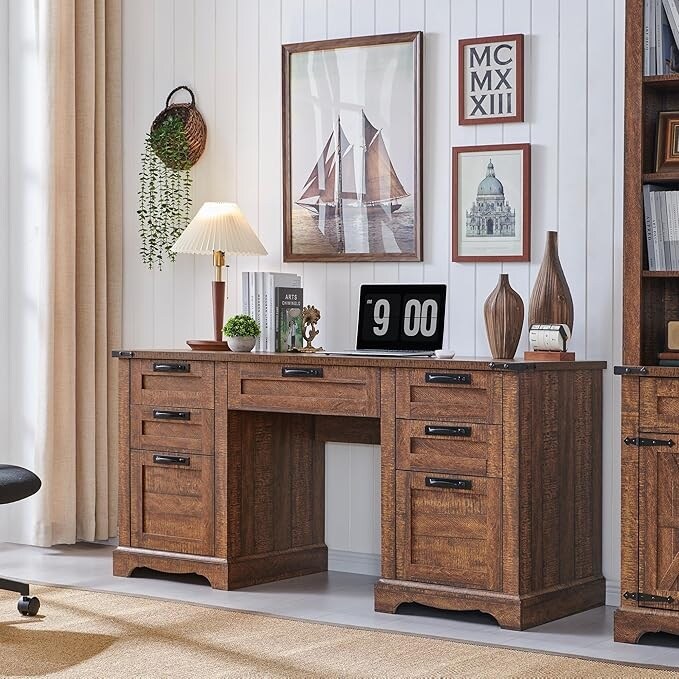 Scrivania direzionale da fattoria da 60 pollici, scrivania in legno per ufficio domestico, scrivania per computer