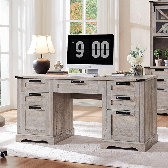 Scrivania direzionale da fattoria da 60 pollici, scrivania in legno per ufficio domestico, scrivania per computer