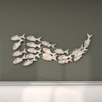 Decorazione murale per la casa a forma di pesce in legno fatto a mano con effetto anticato marrone - Bianco - Roche River Decor