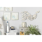 Decorazione murale per la casa a forma di pesce in legno fatto a mano con effetto anticato marrone - Bianco - Roche River Decor