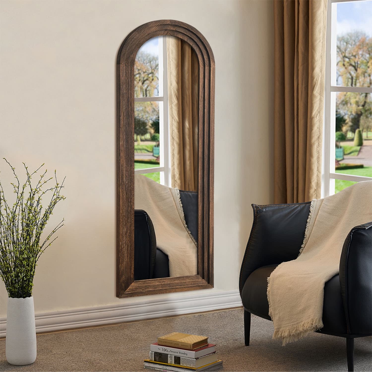 Specchio da parete in stile scala con cornice in legno - 64*21
