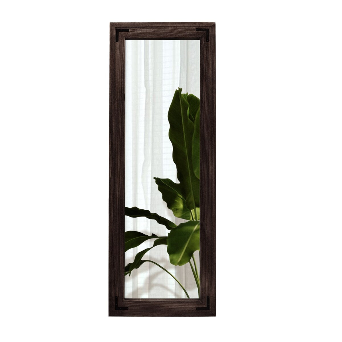 Specchio da terra a figura intera con cornice in legno rustico stile fattoria - 65x24