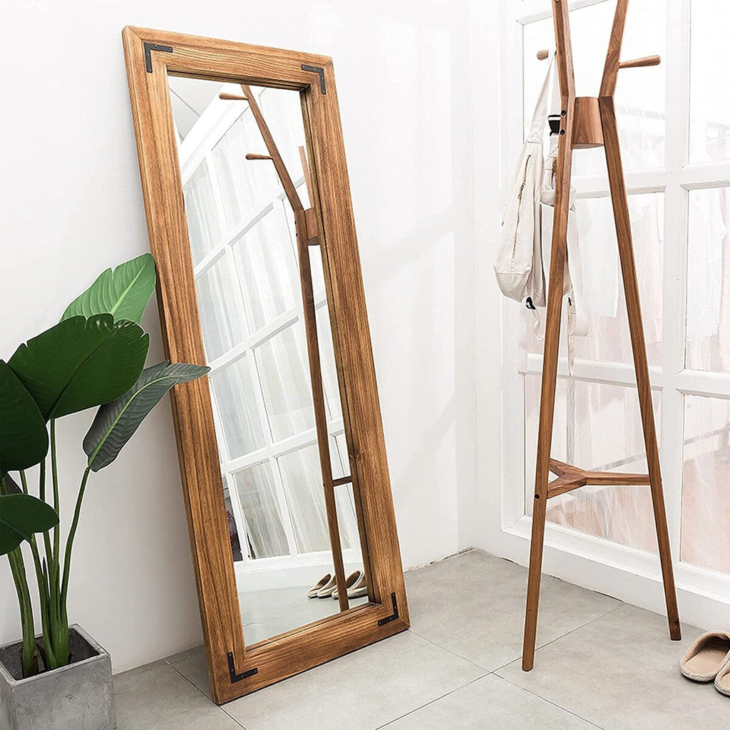 Specchio da terra a figura intera con cornice in legno rustico stile fattoria - 65x24