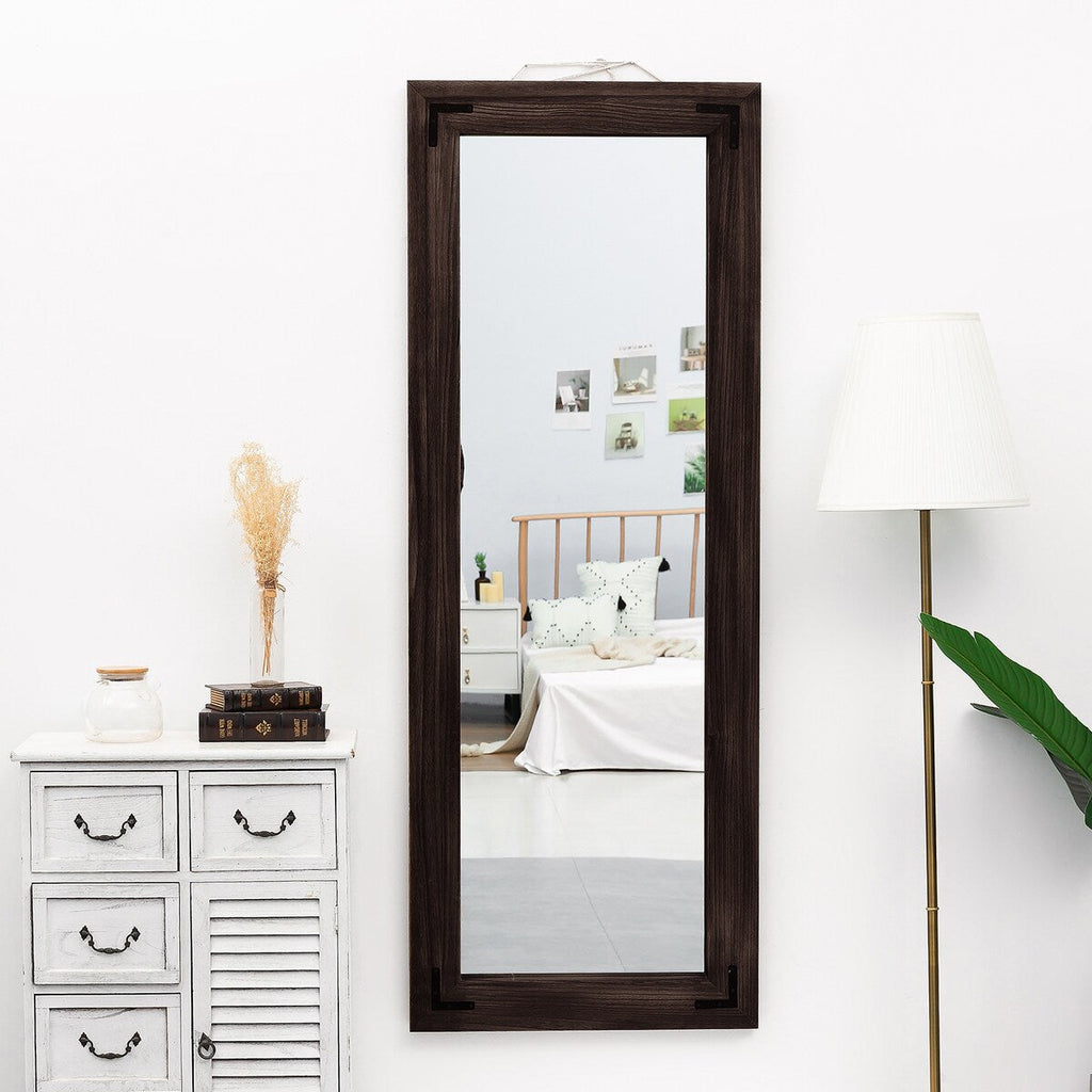 Specchio da terra a figura intera con cornice in legno rustico stile fattoria - 65x24