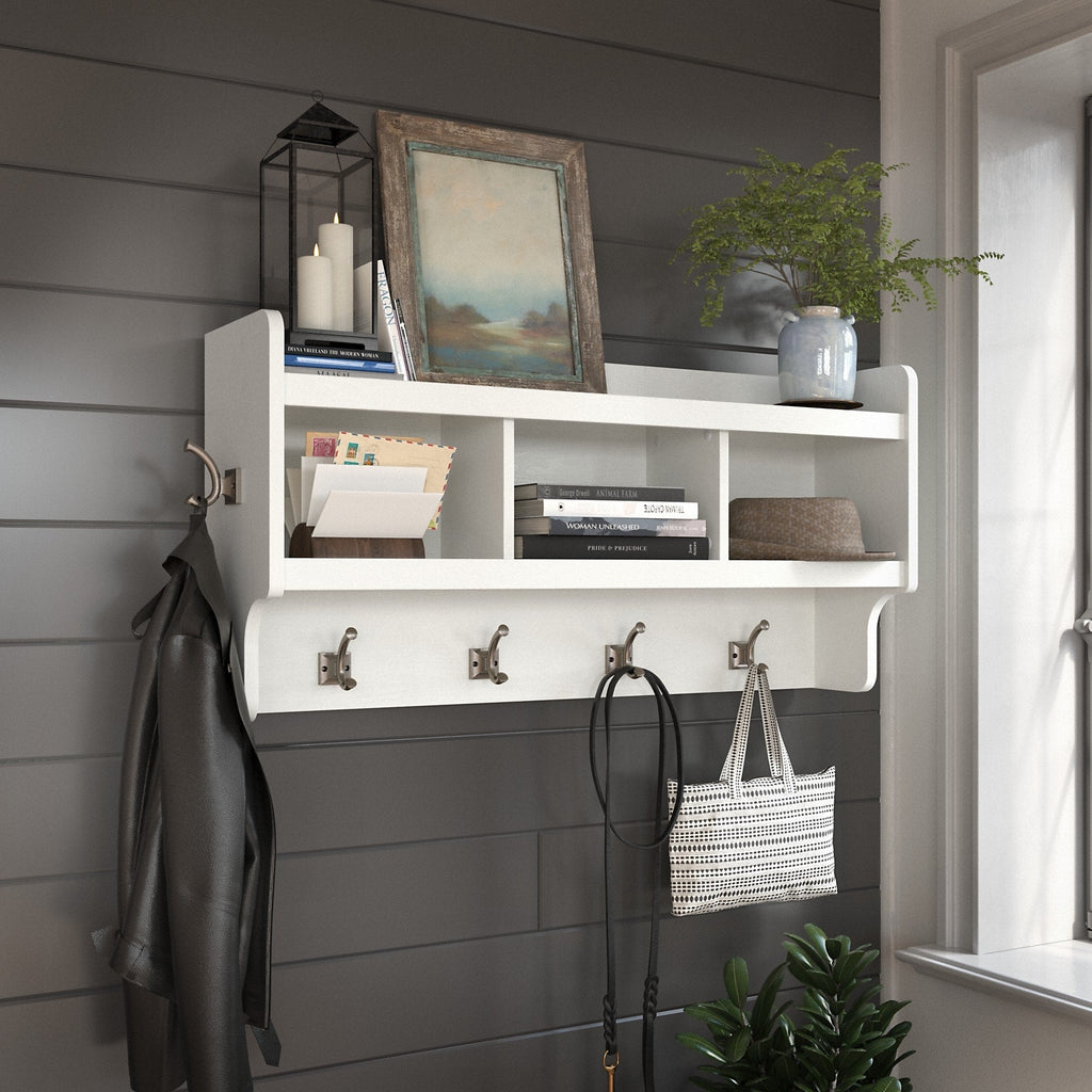 Appendiabiti da parete Woodland 40W con ripiano di Bush Furniture