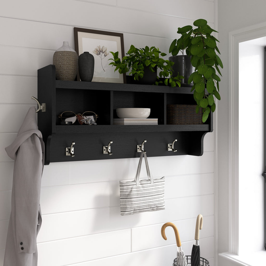 Appendiabiti da parete Woodland 40W con ripiano di Bush Furniture