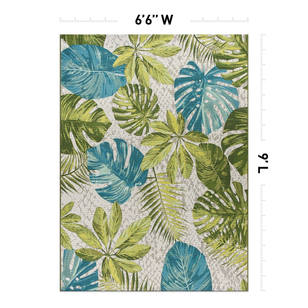 Tappeto da interno/esterno con motivi floreali tropicali contemporanei della World Rug Gallery