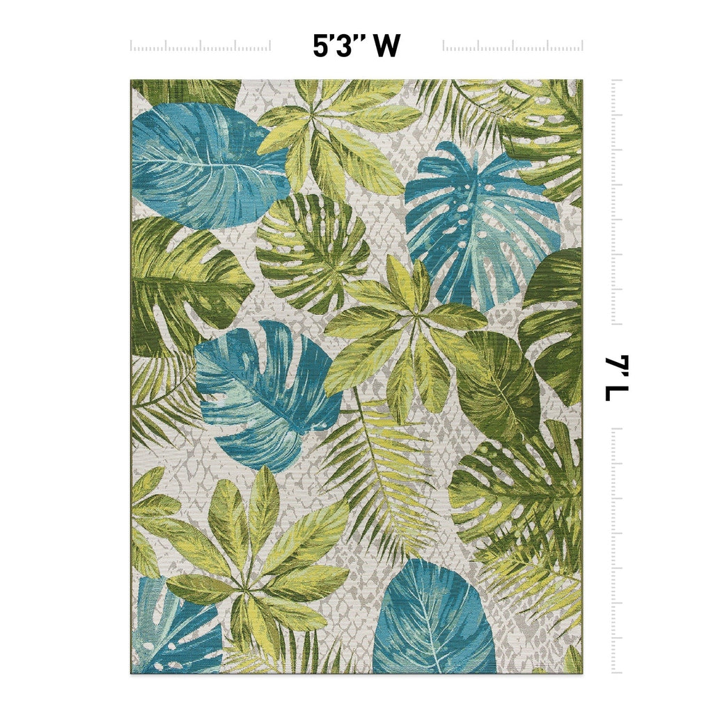 Tappeto da interno/esterno con motivi floreali tropicali contemporanei della World Rug Gallery