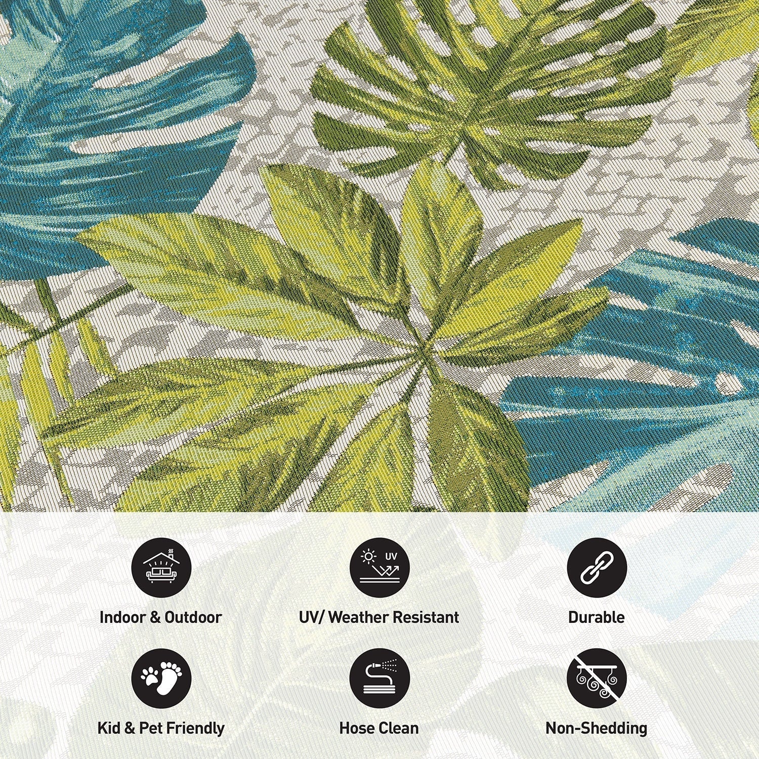 Tappeto da interno/esterno con motivi floreali tropicali contemporanei della World Rug Gallery