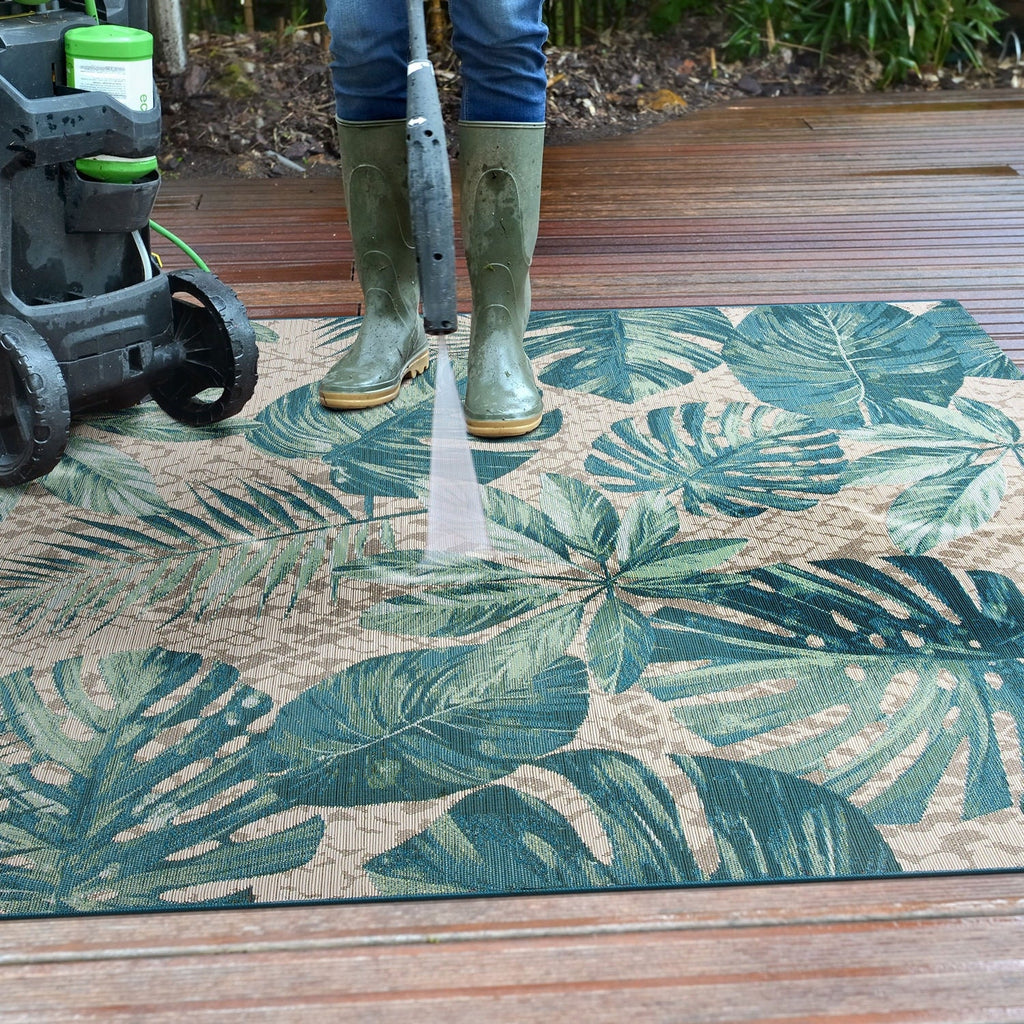 Tappeto da interno/esterno con motivi floreali tropicali contemporanei della World Rug Gallery