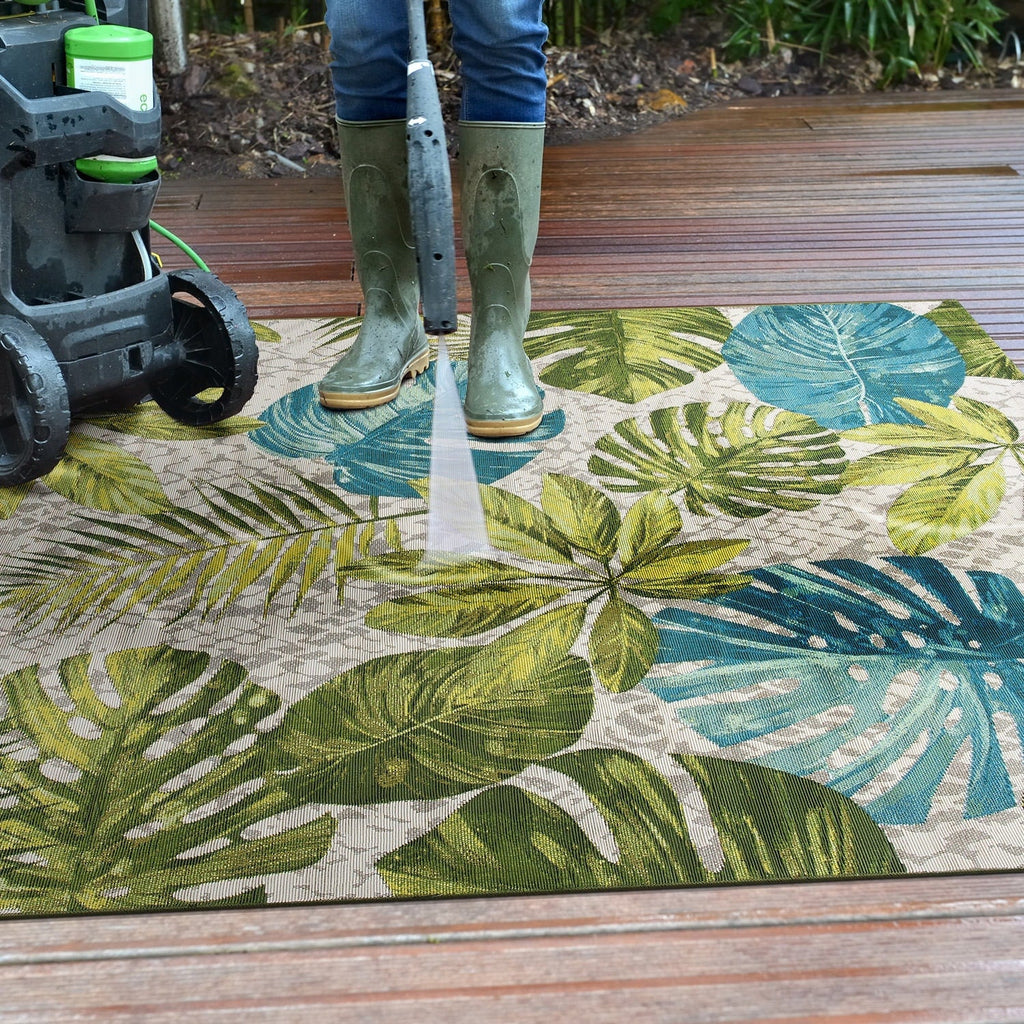 Tappeto da interno/esterno con motivi floreali tropicali contemporanei della World Rug Gallery