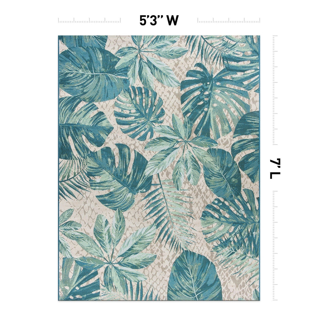 Tappeto da interno/esterno con motivi floreali tropicali contemporanei della World Rug Gallery
