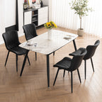 Set di 2 sedie da pranzo moderne imbottite in pelle senza braccioli