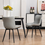 Set di 2 sedie da pranzo moderne imbottite in pelle senza braccioli