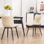 Set di 2 sedie da pranzo moderne imbottite in pelle senza braccioli