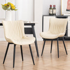Set di 2 sedie da pranzo moderne imbottite in pelle senza braccioli