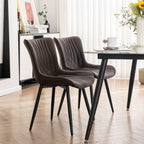 Set di 2 sedie da pranzo moderne imbottite in pelle senza braccioli
