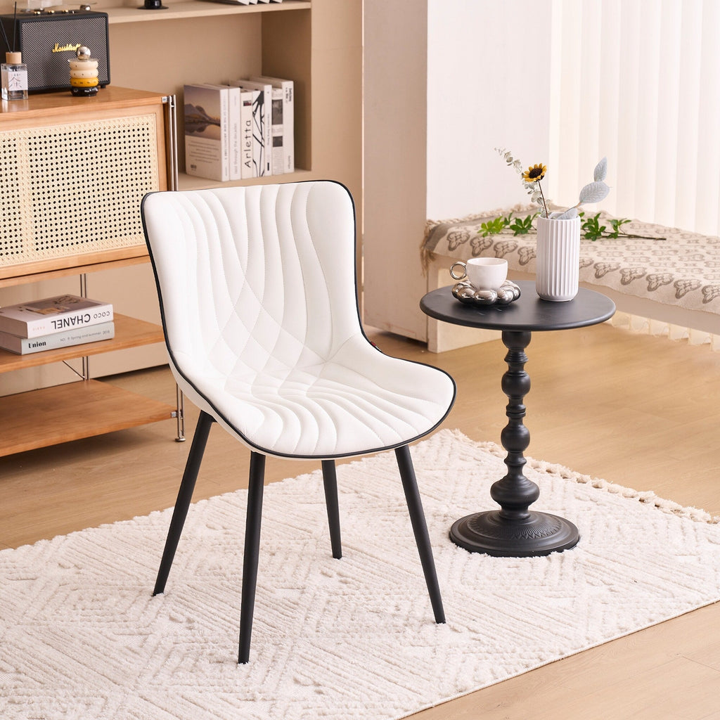 Set di 2 sedie da pranzo moderne imbottite in pelle senza braccioli