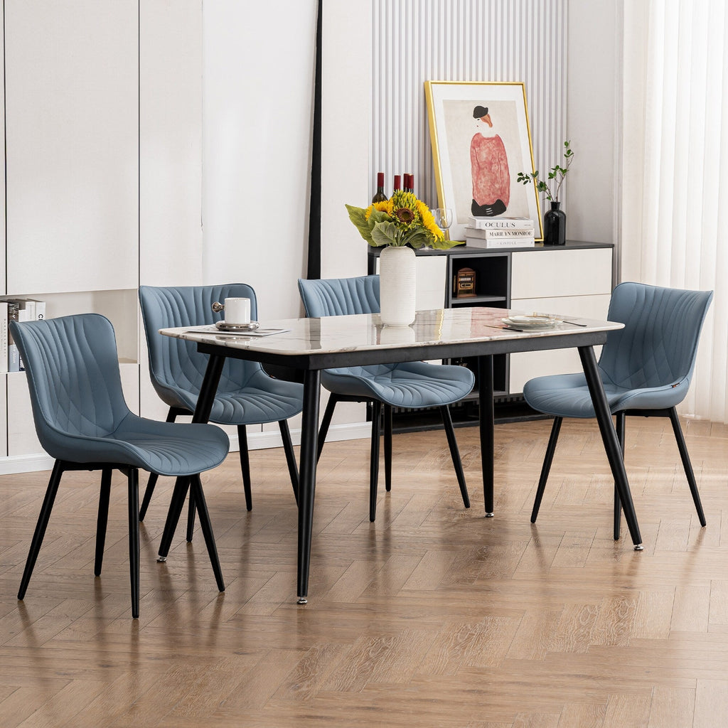 Set di 2 sedie da pranzo moderne imbottite in pelle senza braccioli
