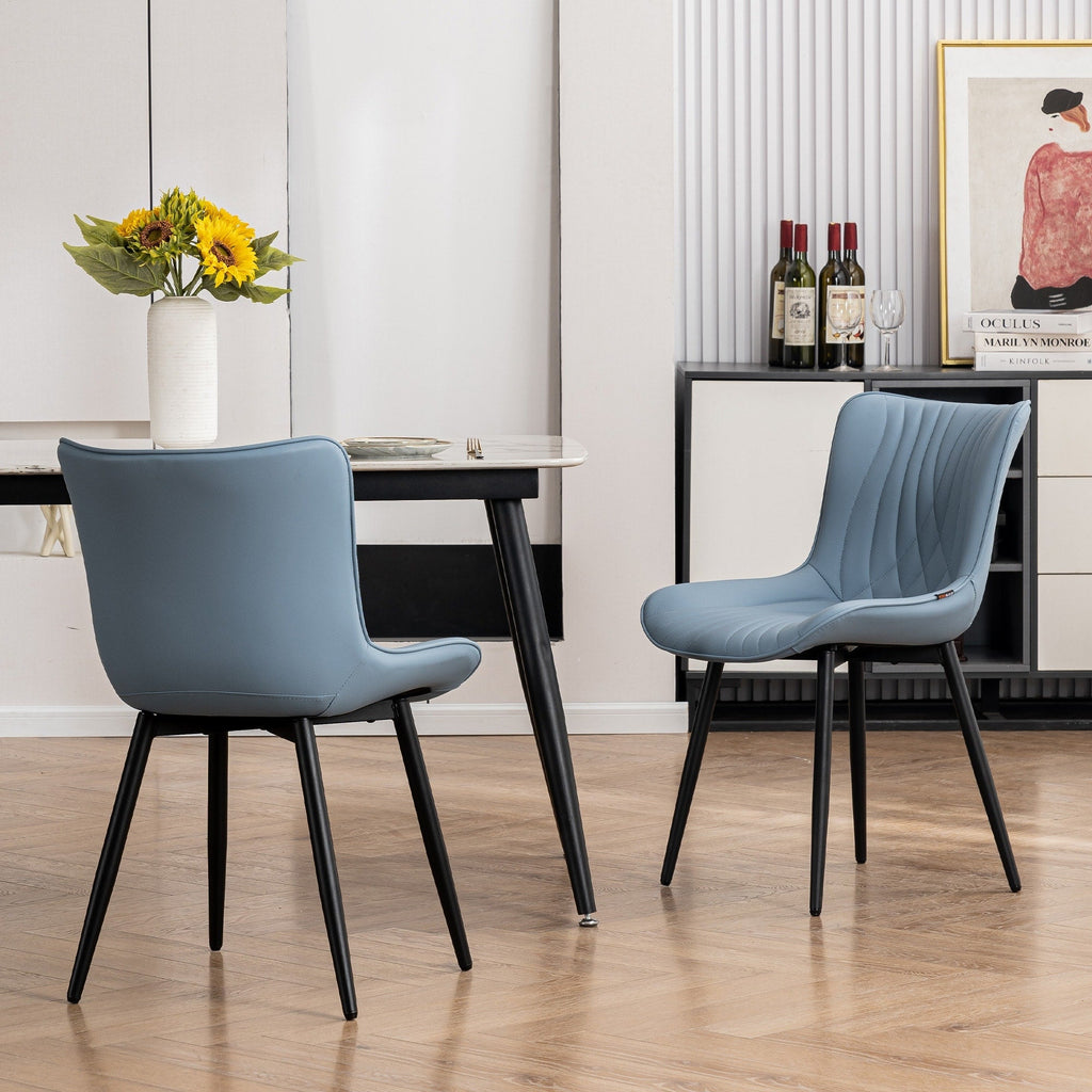 Set di 2 sedie da pranzo moderne imbottite in pelle senza braccioli