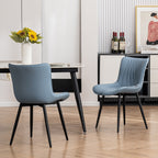 Set di 2 sedie da pranzo moderne imbottite in pelle senza braccioli