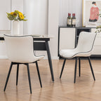 Set di 2 sedie da pranzo moderne imbottite in pelle senza braccioli