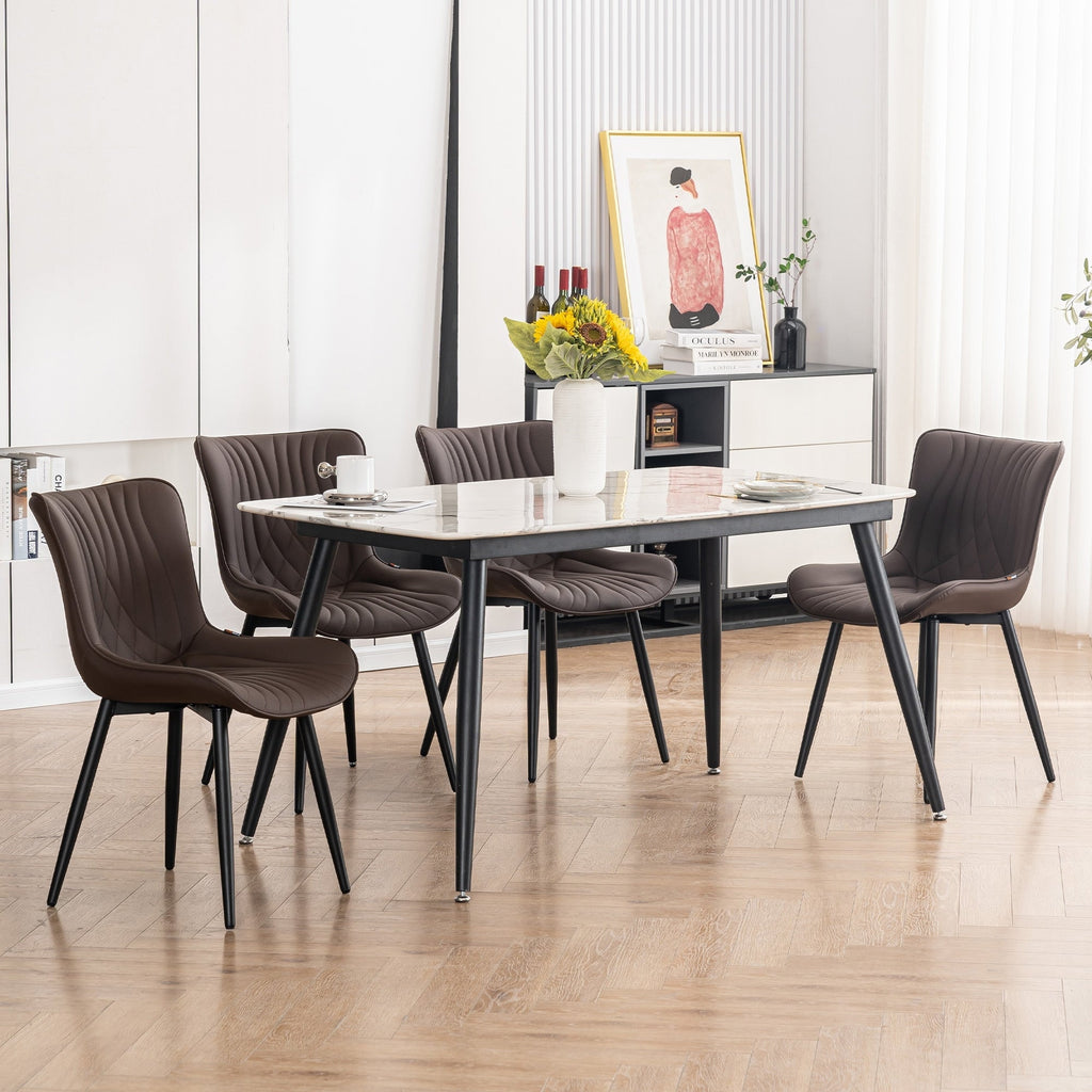 Set di 2 sedie da pranzo moderne imbottite in pelle senza braccioli