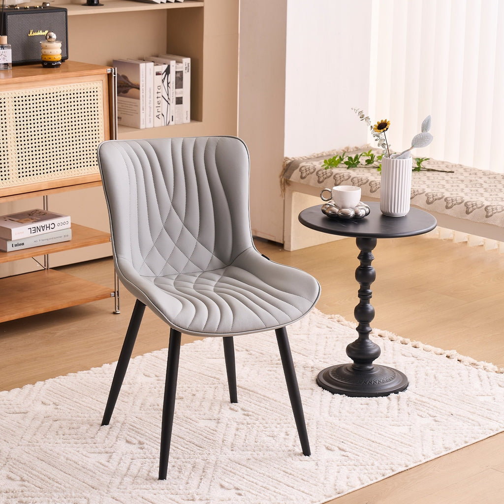Set di 2 sedie da pranzo moderne imbottite in pelle senza braccioli