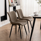 Set di 2 sedie da pranzo moderne imbottite in pelle senza braccioli