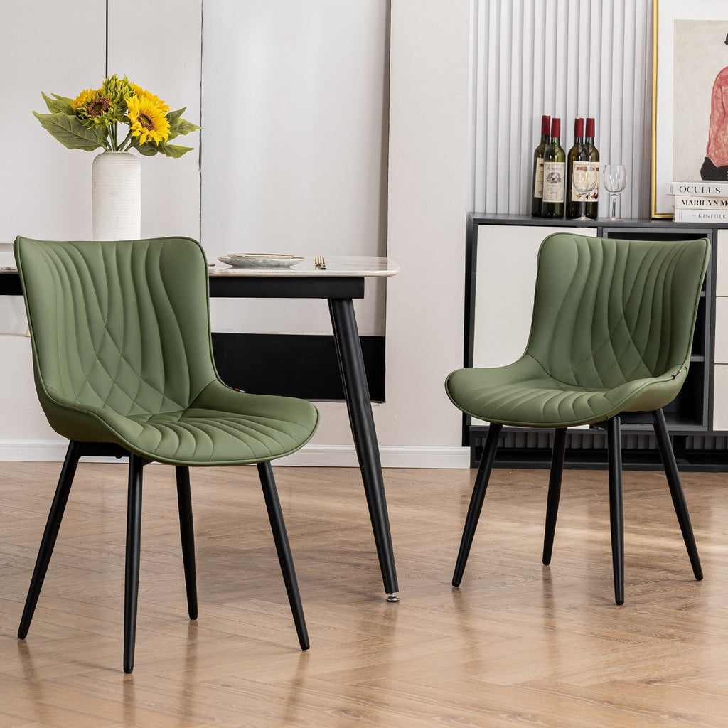 Set di 2 sedie da pranzo moderne imbottite in pelle senza braccioli